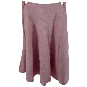 Ann Trinity Linen Skirt Knee Length Floral Stitch Textured A Line Pink 6 30 NWOT